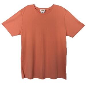 Talbots Peach T Shirt Cotton Round Neck Short Sleeve  Women’s Size L 100% Cotton